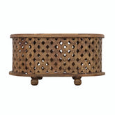 Bristol Hand Carved Solid Wood Round Coffee Table Natural B2